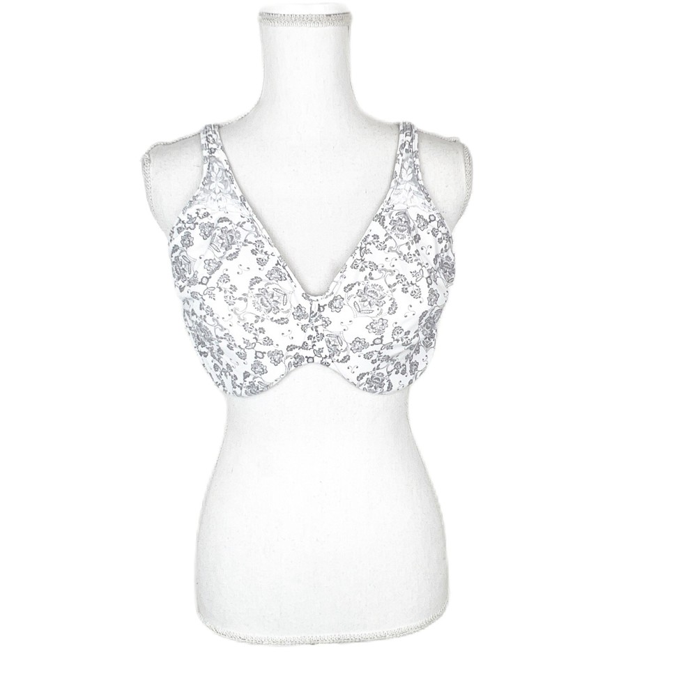 Bali Bra Women 38DD Black White Floral Print Wired Unpadded - Picture 2 of 13